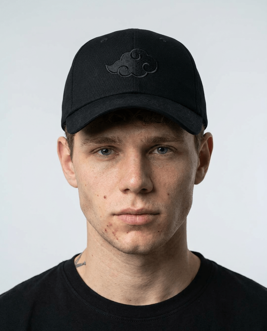 Crimson Cloud Embroidered Cap — Black - Tempus