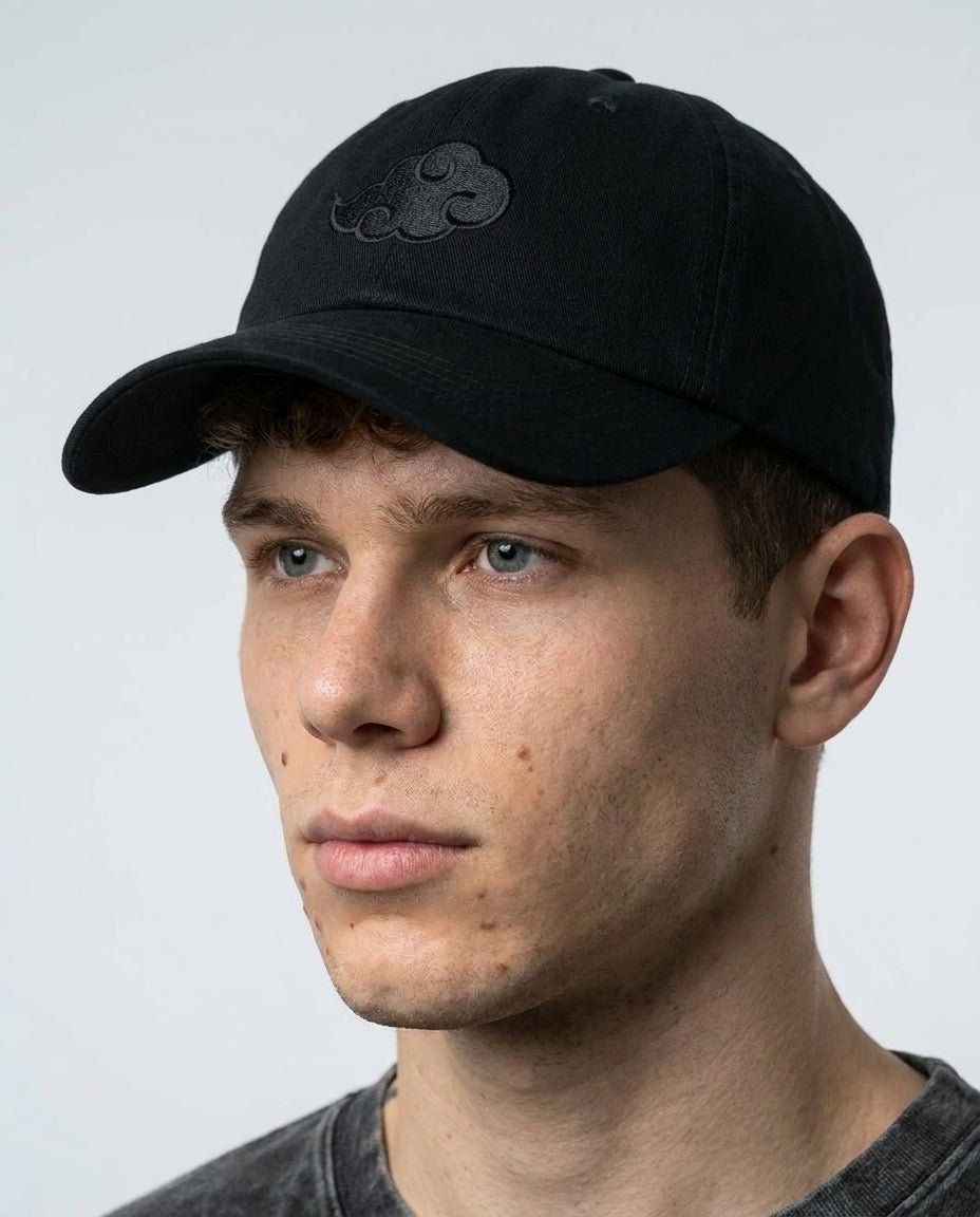 Crimson Cloud Embroidered Cap — Black - Tempus