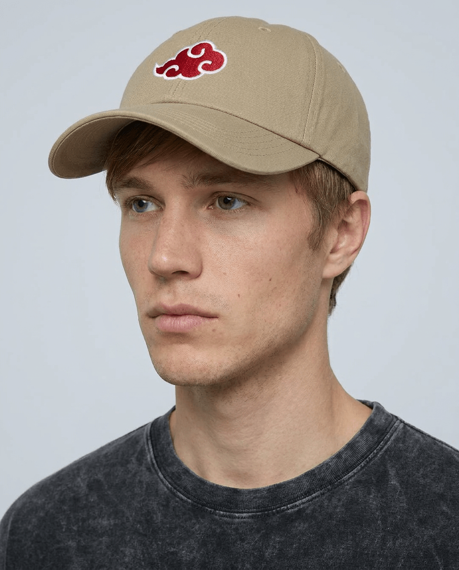 Crimson Cloud Embroidered Cap — Khaki - Tempus