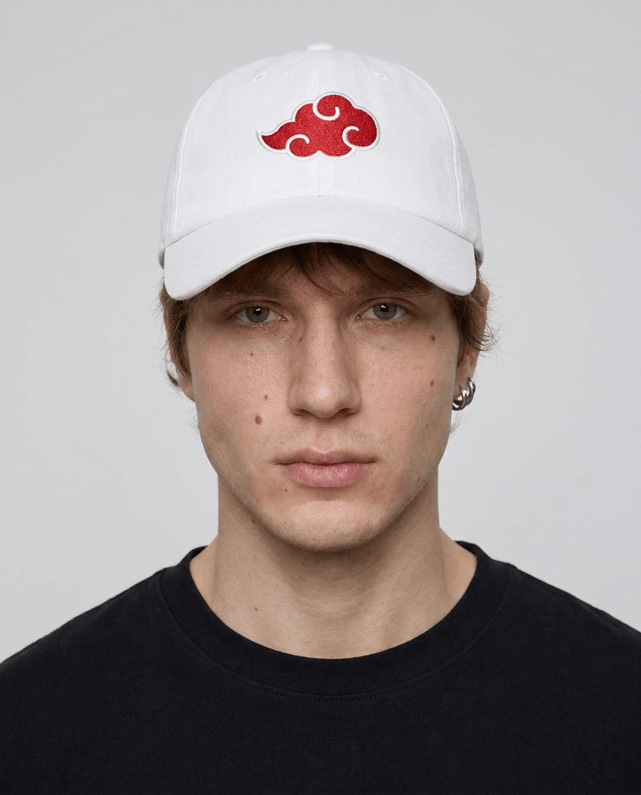 Crimson Cloud Embroidered Cap — White - Tempus
