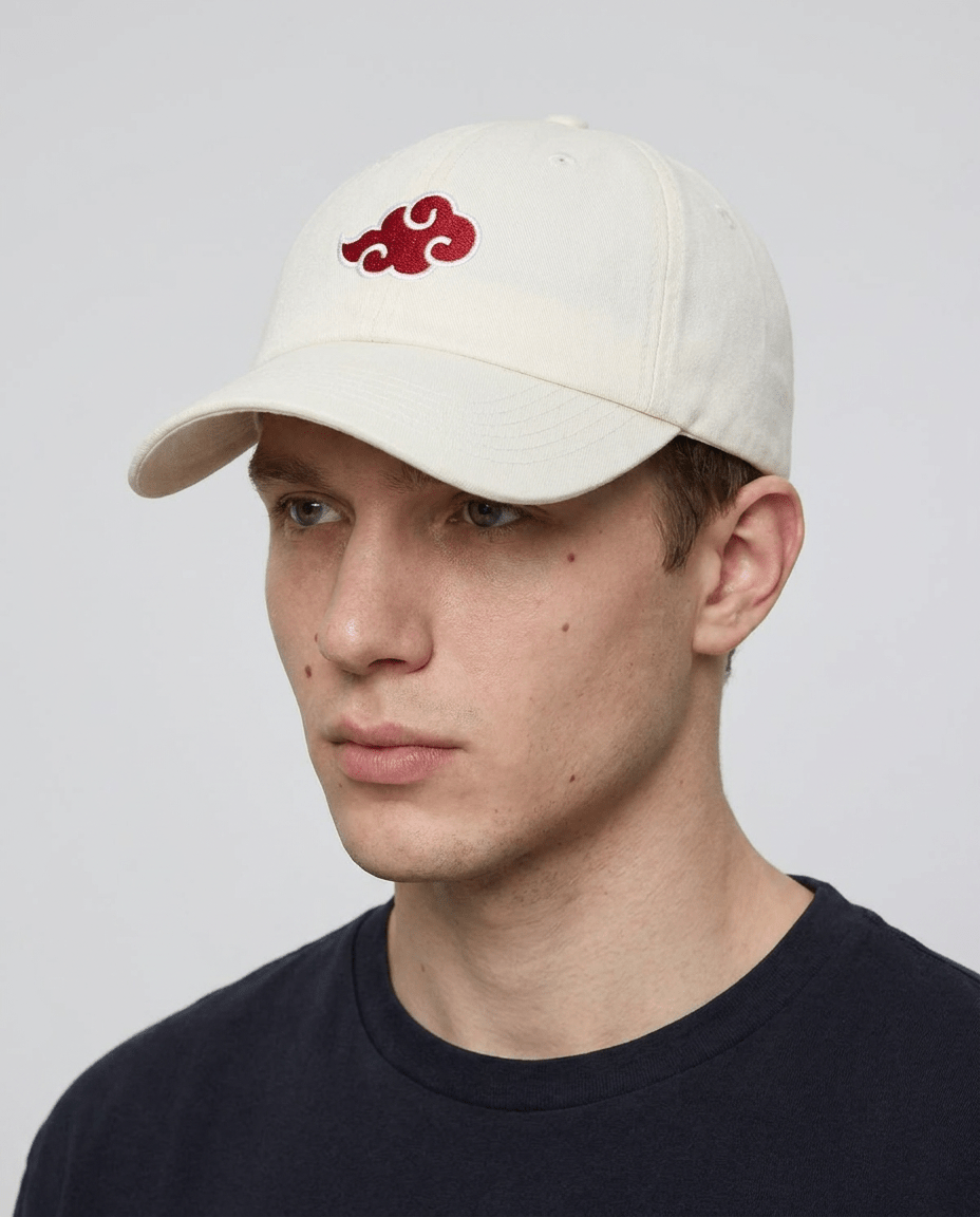 Crimson Cloud Embroidered Cap — White - Tempus