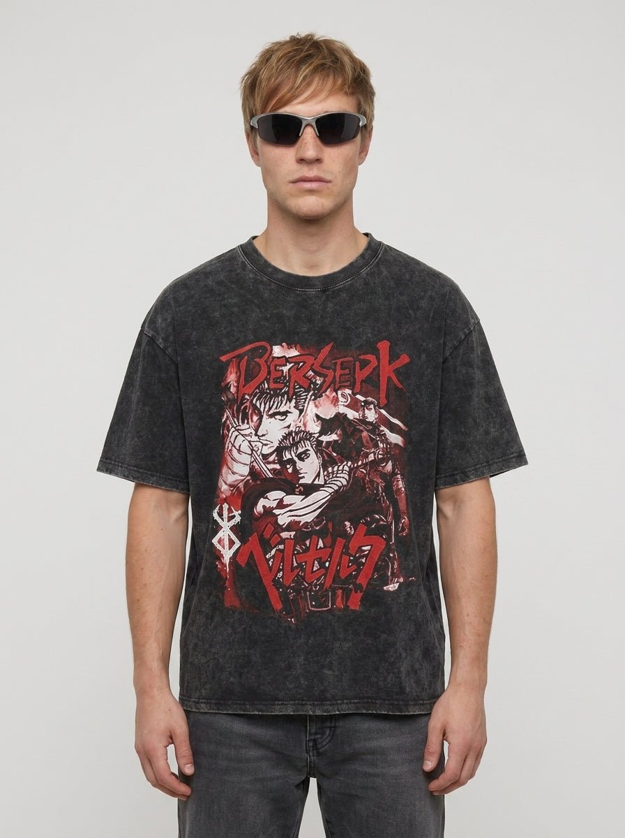 Crimson Swordsman Black Branded Tee - Tempus