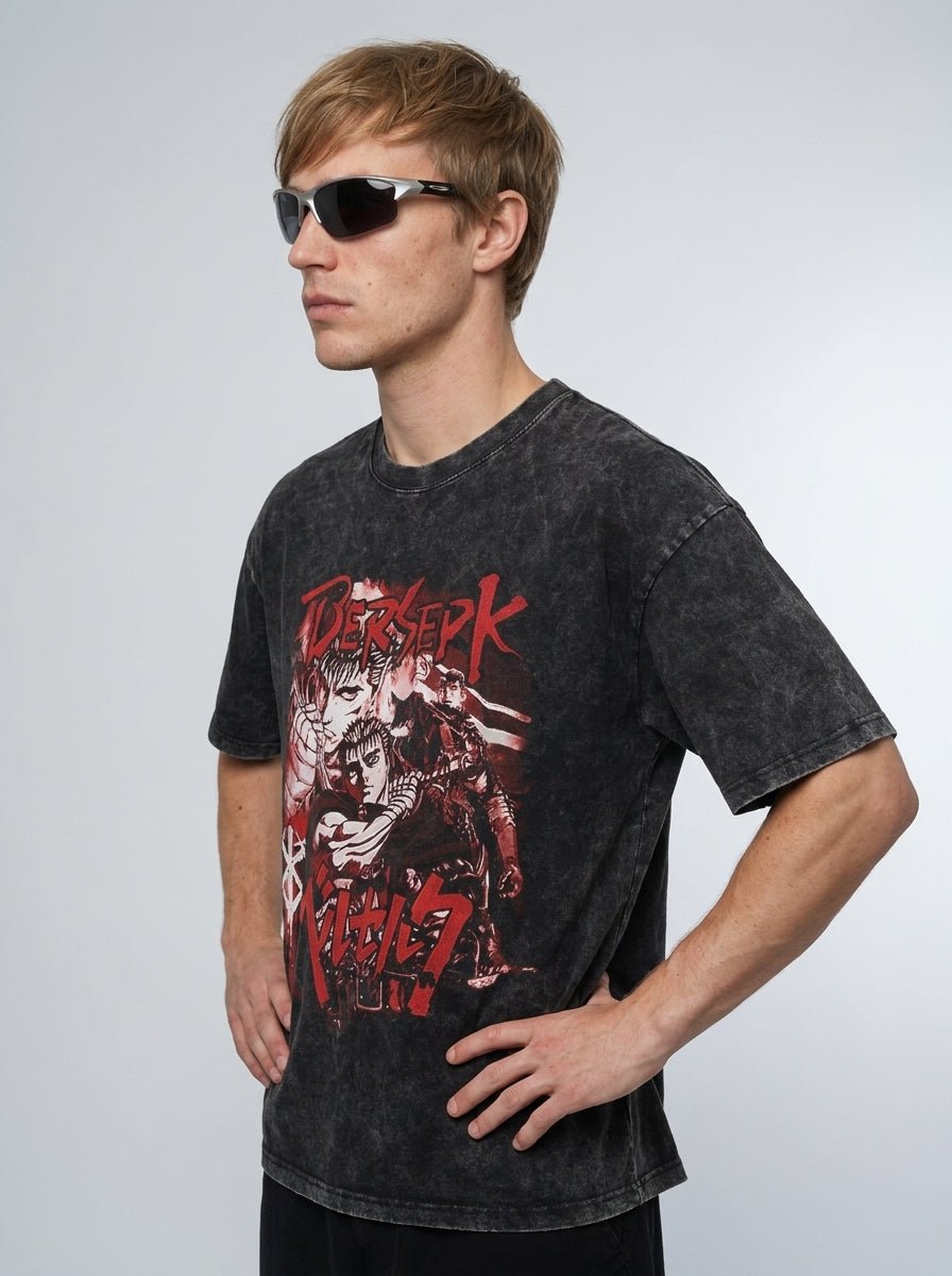 Crimson Swordsman Black Branded Tee - Tempus