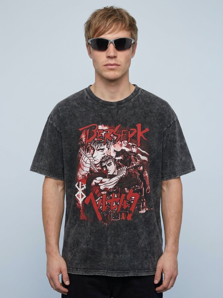 Crimson Swordsman Black Branded Tee - Tempus