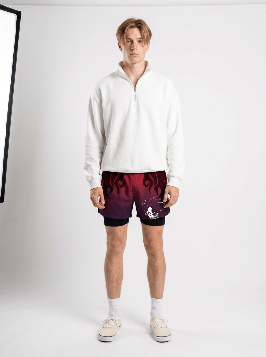 Crimson Warrior Energy Aura Shorts - Tempus