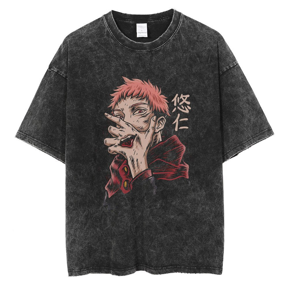 Vintage Washed Jujutsu Kaisen Gojo Sat T-Shirt - 1773839737430310960 — Tempus Arc