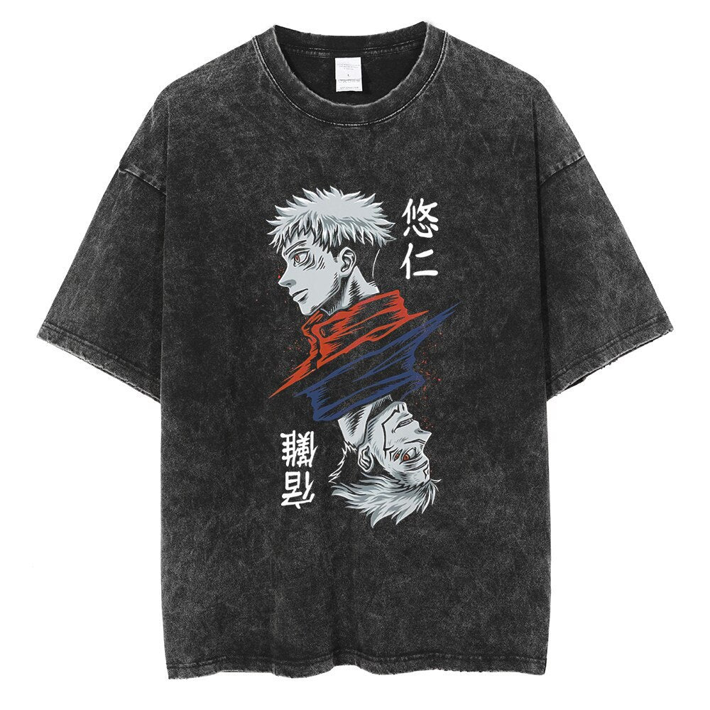 Vintage Washed Jujutsu Kaisen Gojo Sat T-Shirt - 1773839737430310978 — Tempus Arc