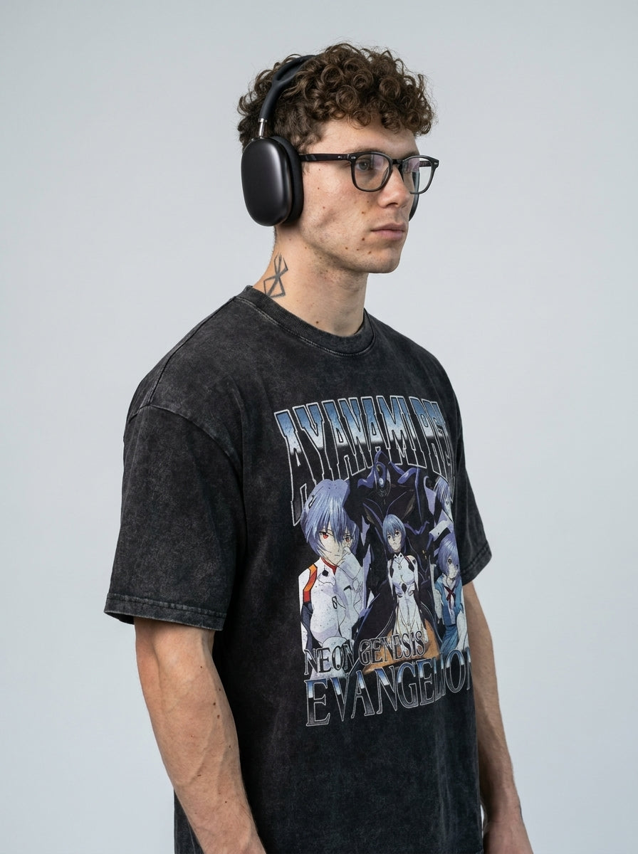 Dragon Ball Goku & JoJo's Bizarre Adventure T-Shirt Collection model lateral 3/4 — oversized washed cotton t-shirt | Tempus Arc premium anime streetwear