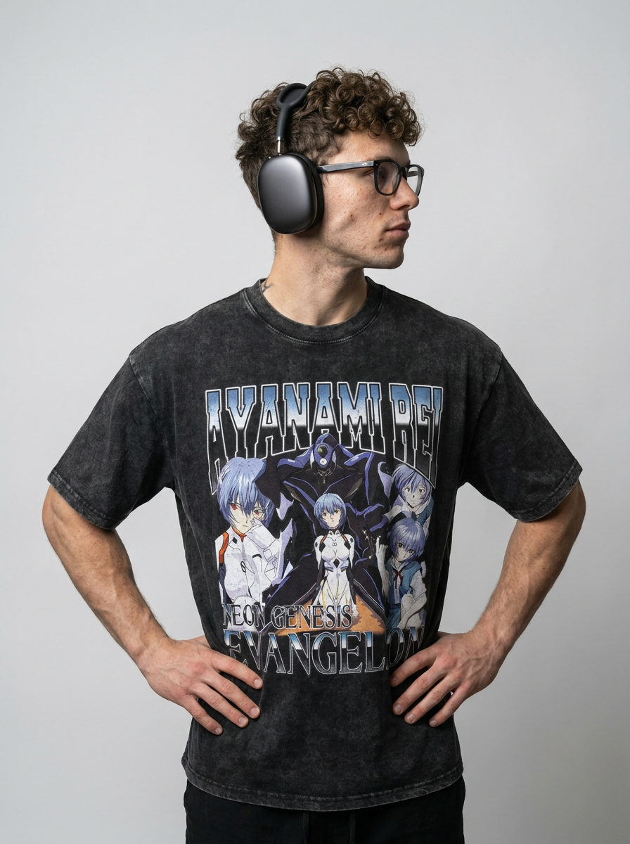 Dragon Ball Goku & JoJo's Bizarre Adventure T-Shirt Collection model side profile athletic — washed cotton t-shirt | Tempus Arc premium anime streetwear