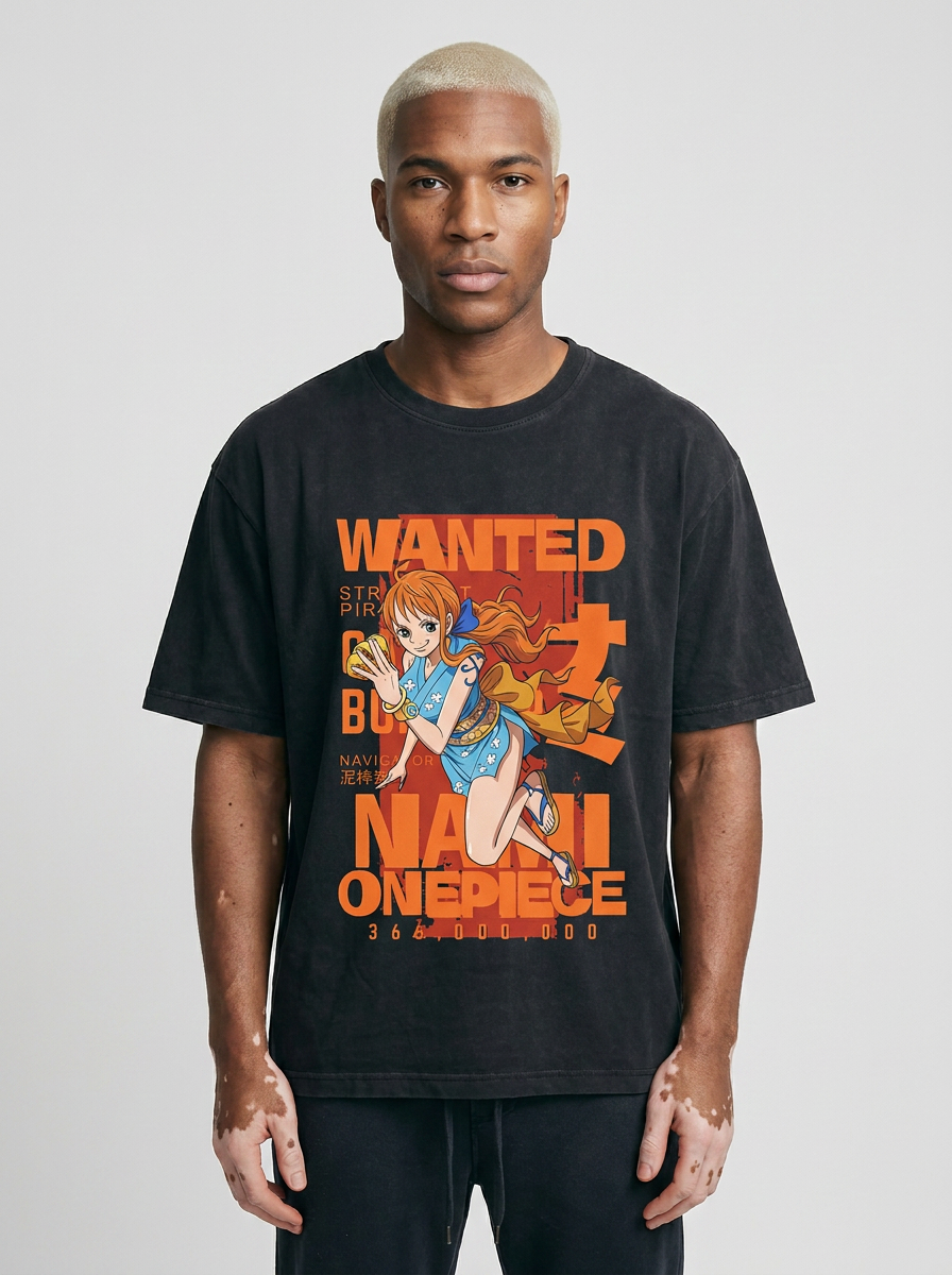 Dragon Ball Goku & JoJo's Bizarre Adventure T-Shirt Collection full body model — oversized boxed t-shirt | Tempus Arc premium anime streetwear