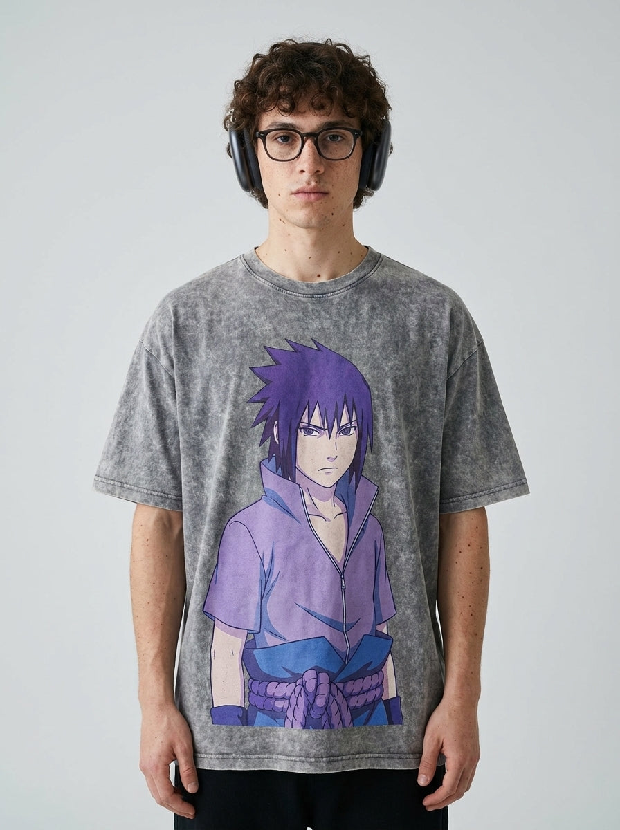 Dragon Ball Goku & JoJo's Bizarre Adventure T-Shirt Collection full body model — oversized boxed t-shirt | Tempus Arc premium anime streetwear