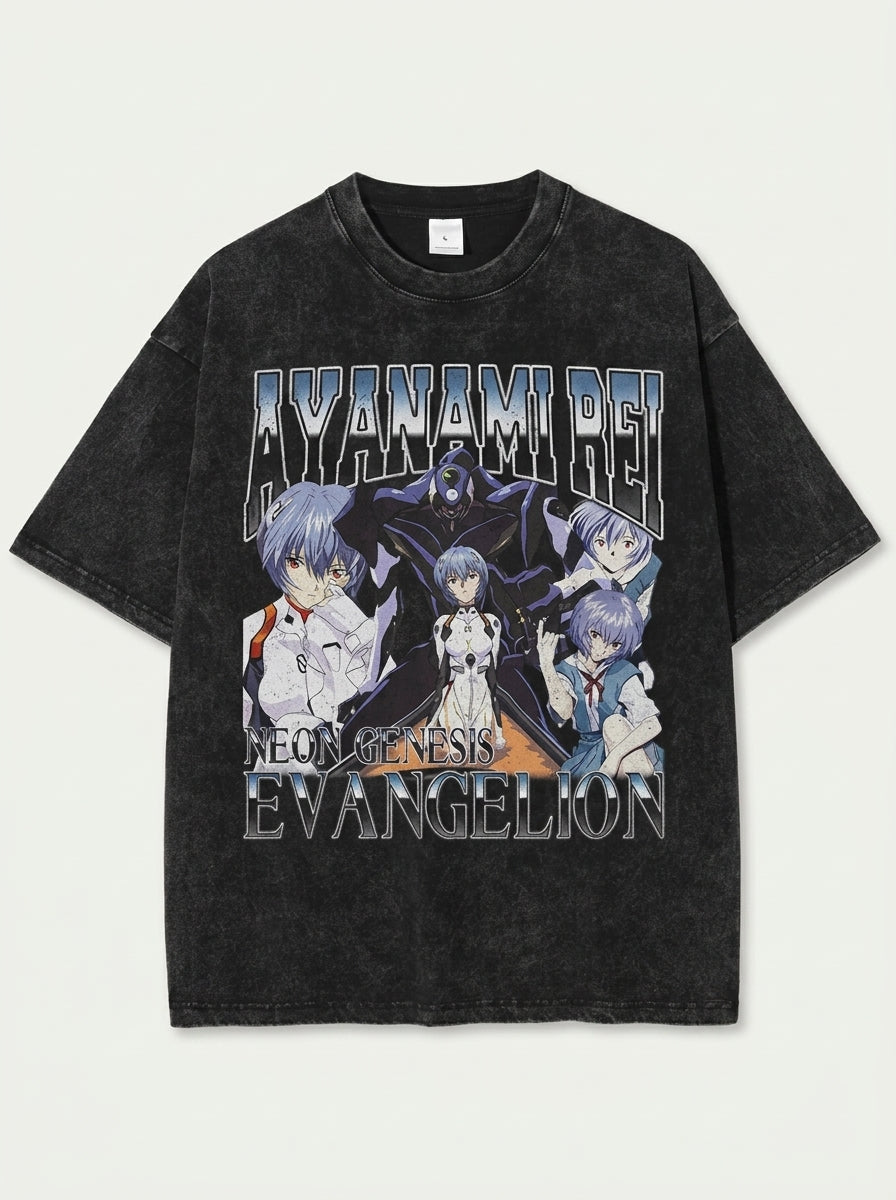 Dragon Ball Goku &amp; JoJo's Bizarre Adventure T-Shirt Collection flat lay front view — washed black oversized t-shirt | Tempus Arc premium anime streetwear