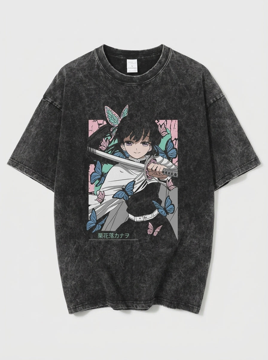Dragon Ball Goku &amp; JoJo's Bizarre Adventure T-Shirt Collection angle perspective shot — washed cotton t-shirt | Tempus Arc premium anime streetwear