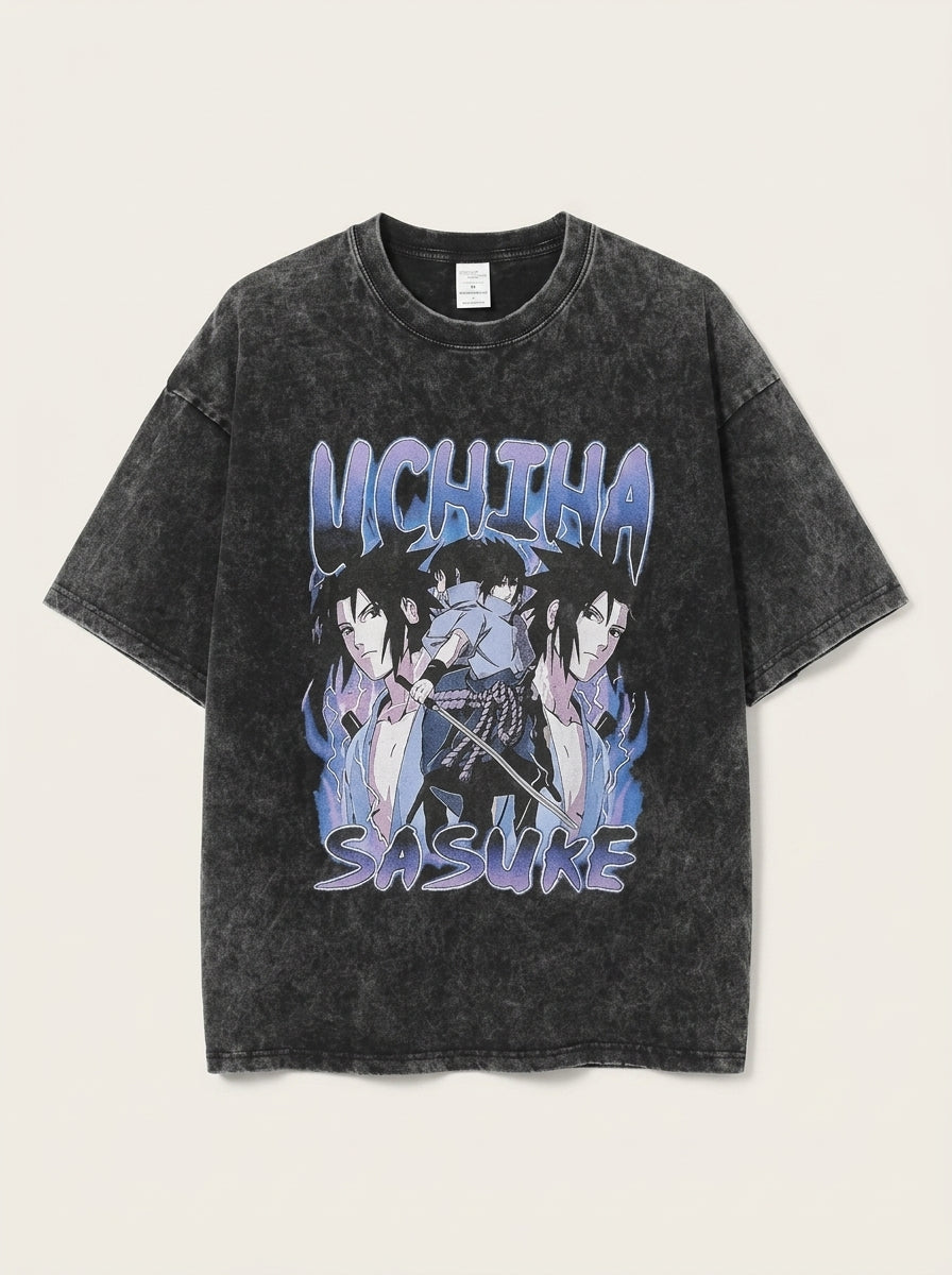 Dragon Ball Goku &amp; JoJo's Bizarre Adventure T-Shirt Collection angle perspective shot — washed cotton t-shirt | Tempus Arc premium anime streetwear