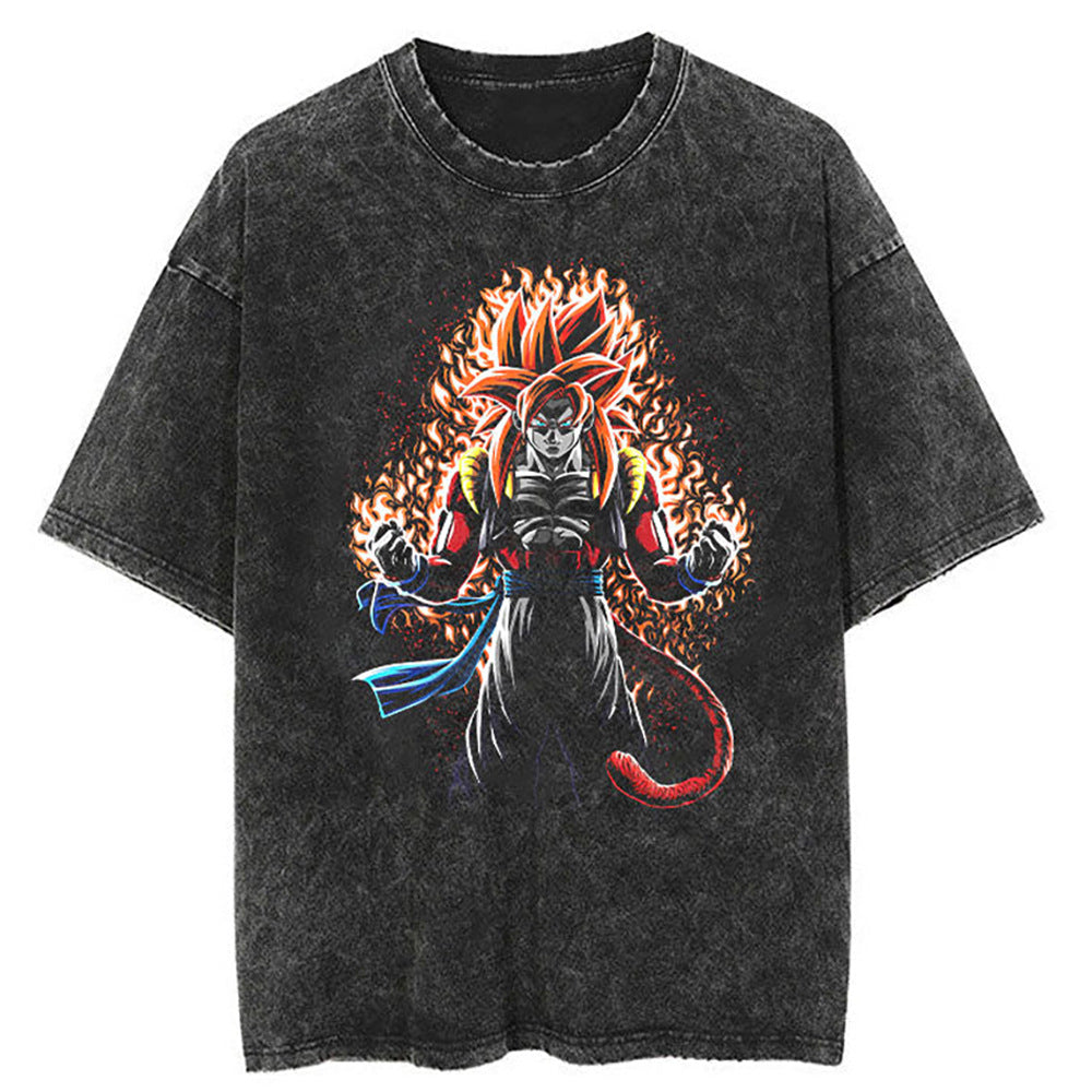 Washed Black Dragon Ball Anime T-shirt for Summer Fashion - 1773629120647860279 — Tempus Arc