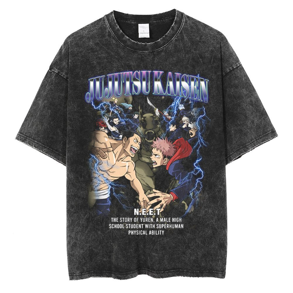 Vintage Washed Jujutsu Kaisen Gojo Sat T-Shirt - 1773839737430311074 — Tempus Arc