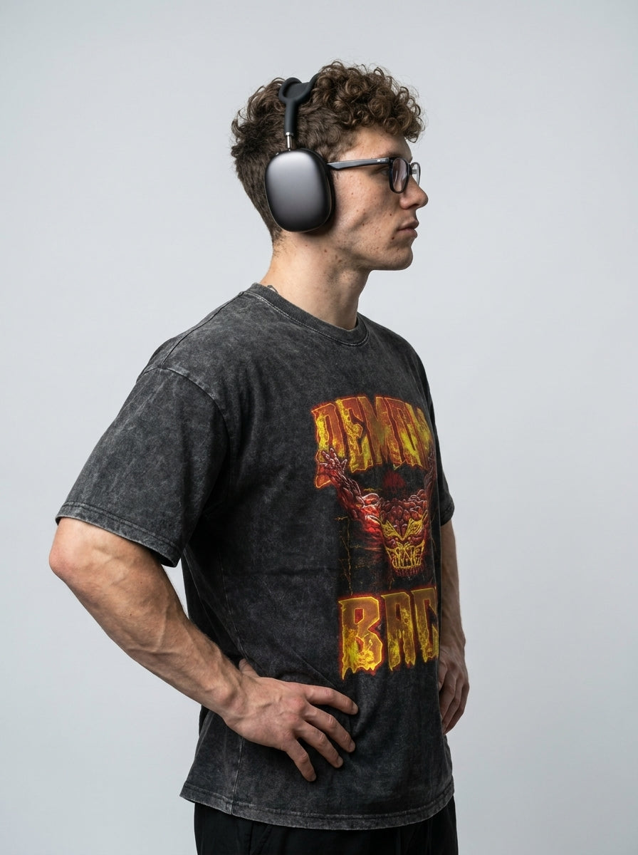 Hanma Baki The Grappler Gym Anime T-shirt for Men model side profile athletic — washed cotton t-shirt | Tempus Arc premium anime streetwear