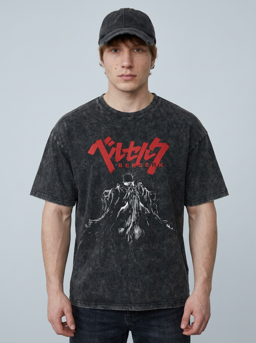 Hanma Baki The Grappler Gym Anime T-shirt for Men full body model — oversized boxed t-shirt | Tempus Arc premium anime streetwear