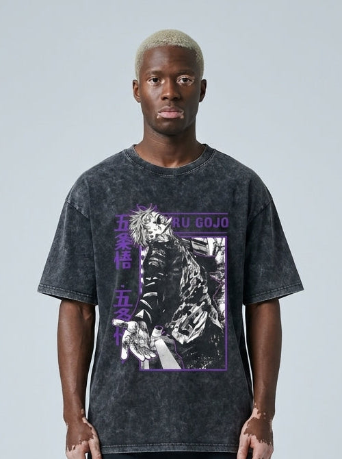 Hanma Baki The Grappler Gym Anime T-shirt for Men full body model — oversized boxed t-shirt | Tempus Arc premium anime streetwear