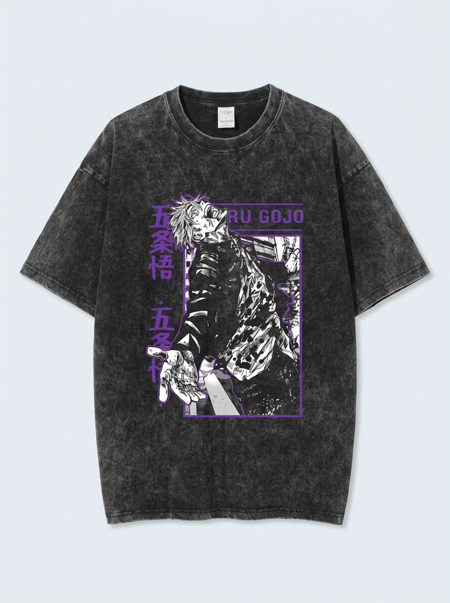 Hanma Baki The Grappler Gym Anime T-shirt for Men angle perspective shot — washed cotton t-shirt | Tempus Arc premium anime streetwear