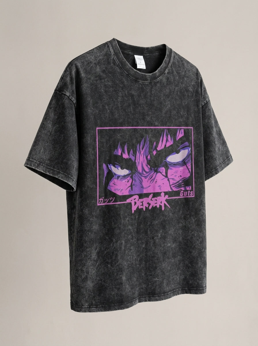Retro Vintage Anime Graphic Hip Hop T-Shirt for Women angle perspective shot — washed cotton t-shirt | Tempus Arc premium anime streetwear