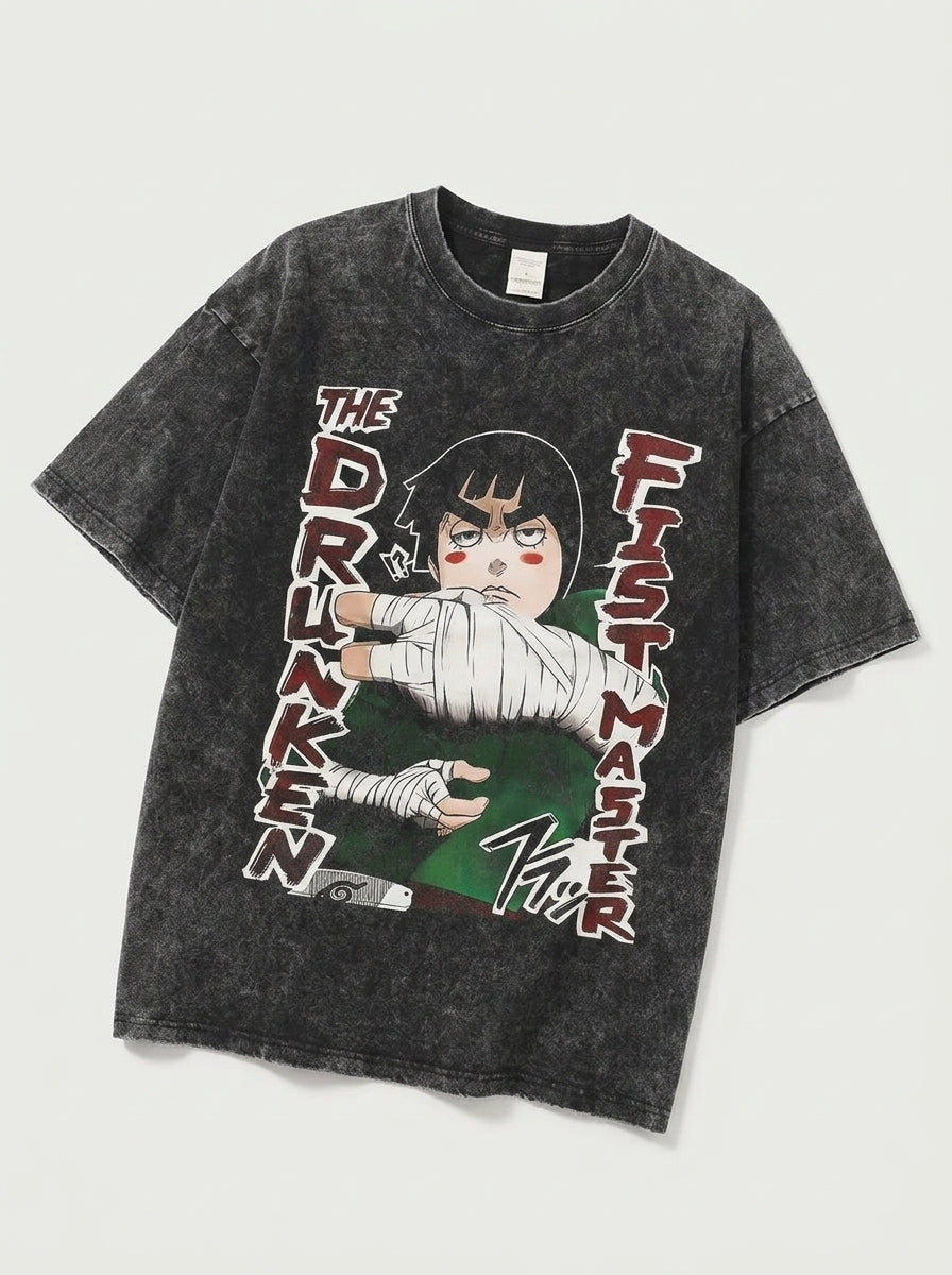 T-Shirt 3 angle perspective shot — washed cotton t-shirt | Tempus Arc premium anime streetwear