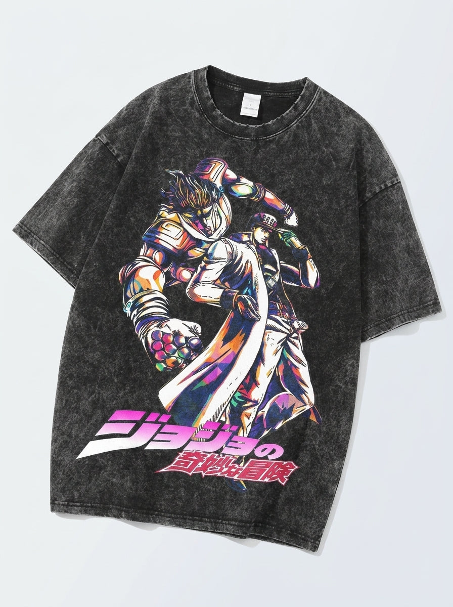 T-Shirt 3 angle perspective shot — washed cotton t-shirt | Tempus Arc premium anime streetwear
