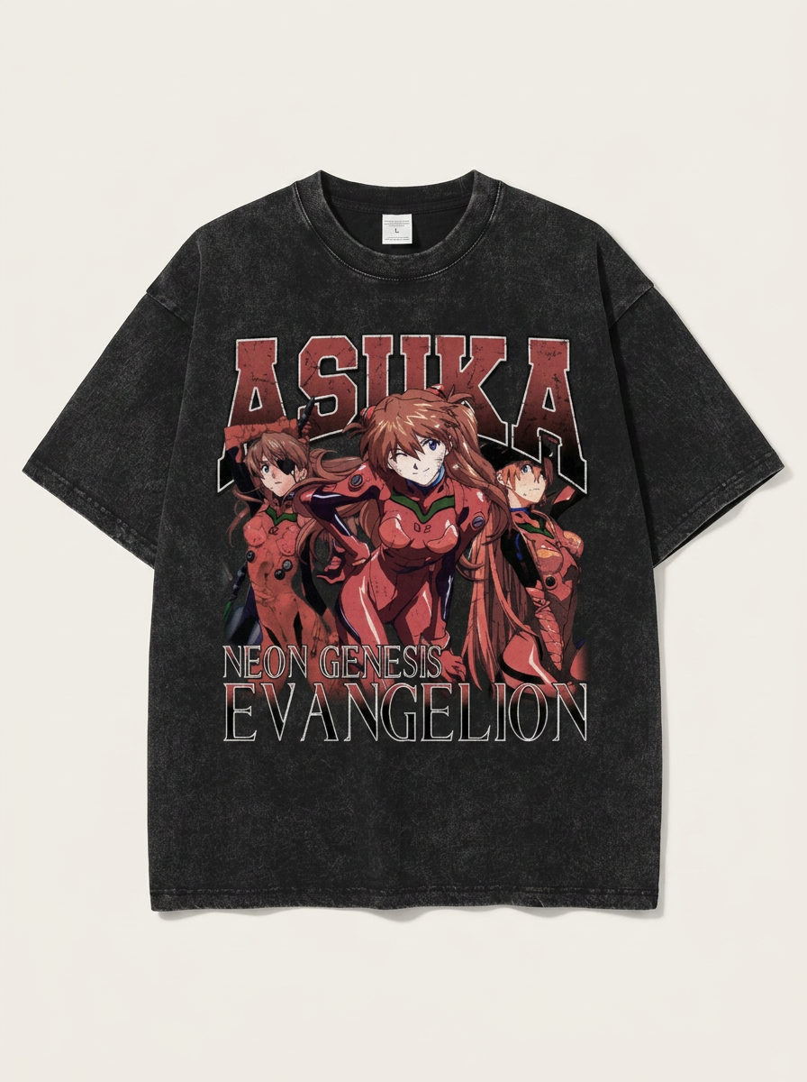 T-Shirt 3 angle perspective shot — washed cotton t-shirt | Tempus Arc premium anime streetwear