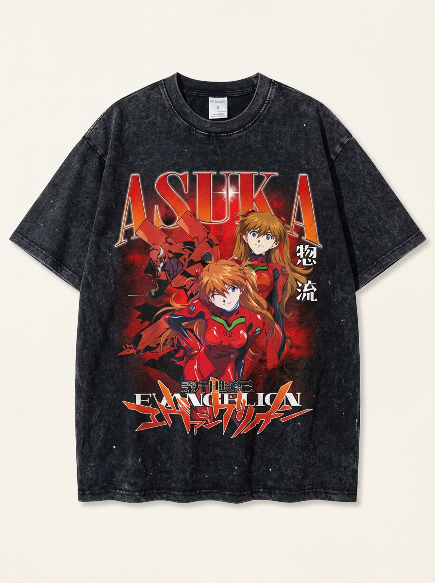 T-Shirt 3 angle perspective shot — washed cotton t-shirt | Tempus Arc premium anime streetwear