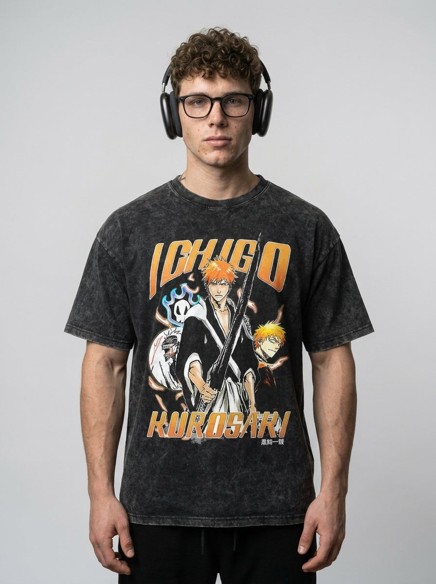 T-Shirt 3 full body model — oversized boxed t-shirt | Tempus Arc premium anime streetwear