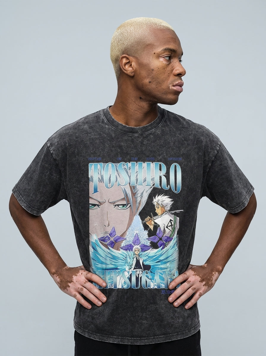 T-Shirt 3 model side profile athletic — washed cotton t-shirt | Tempus Arc premium anime streetwear