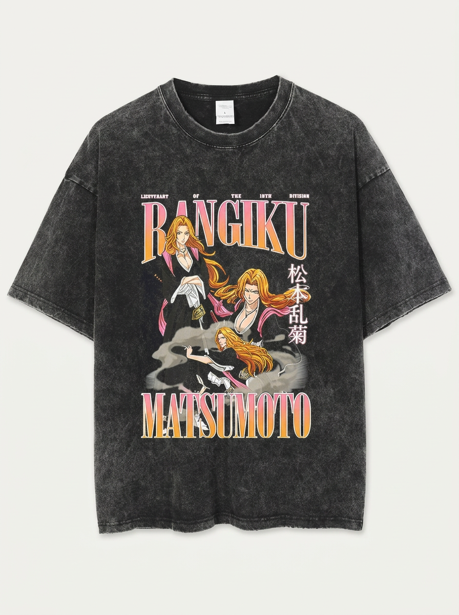 T-Shirt 3 flat lay front view — washed black oversized t-shirt | Tempus Arc premium anime streetwear