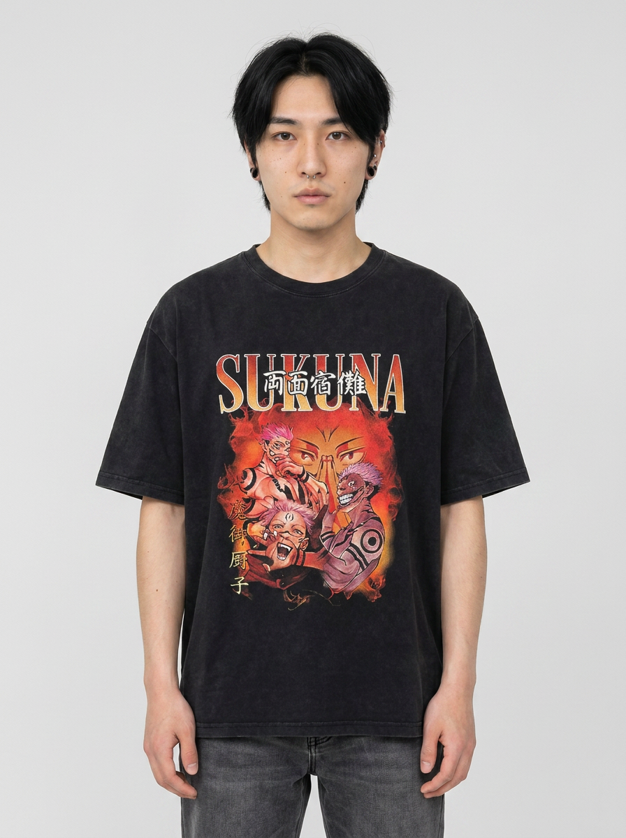 T-Shirt 3 full body model — oversized boxed t-shirt | Tempus Arc premium anime streetwear