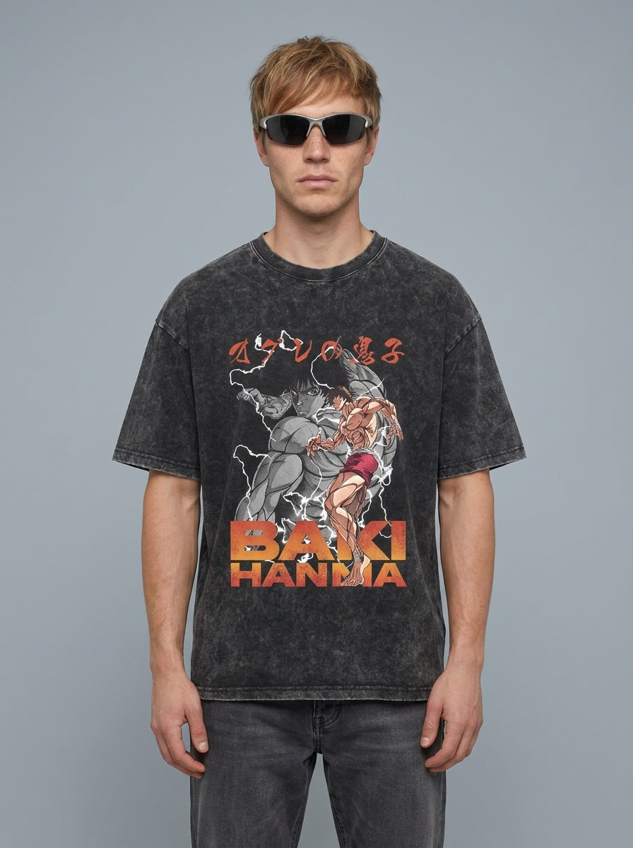 T-Shirt 3 full body model — oversized boxed t-shirt | Tempus Arc premium anime streetwear