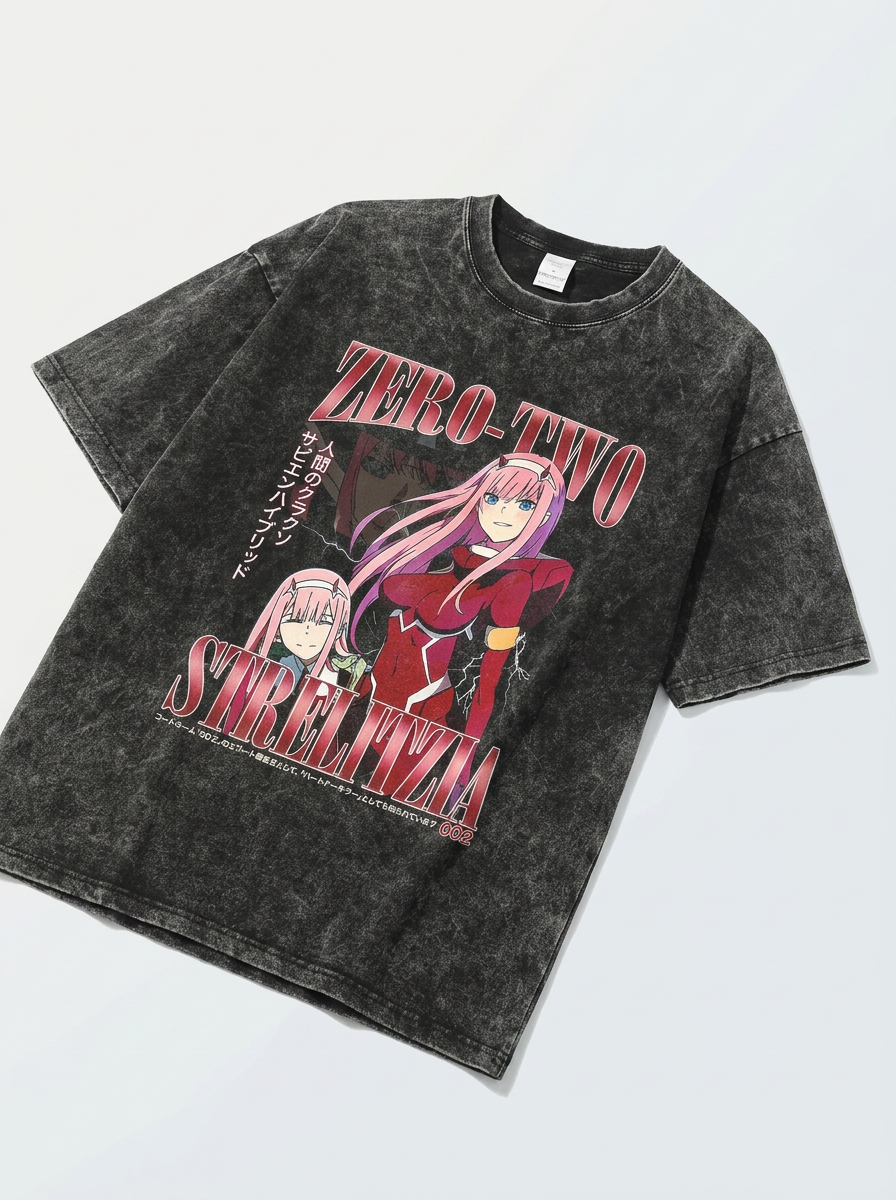 T-Shirt 4 angle perspective shot — washed cotton t-shirt | Tempus Arc premium anime streetwear
