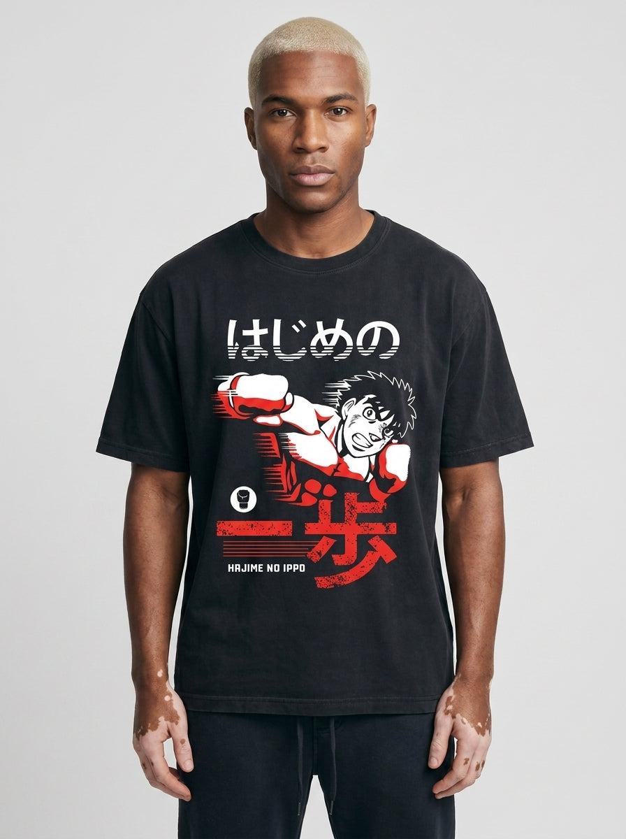 T-Shirt 4 full body model — oversized boxed t-shirt | Tempus Arc premium anime streetwear