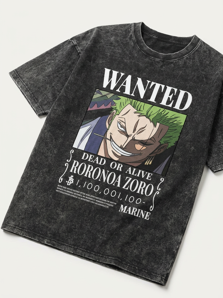 T-Shirt 4 angle perspective shot — washed cotton t-shirt | Tempus Arc premium anime streetwear