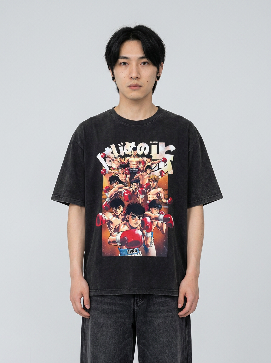 T-Shirt 4 full body model — oversized boxed t-shirt | Tempus Arc premium anime streetwear