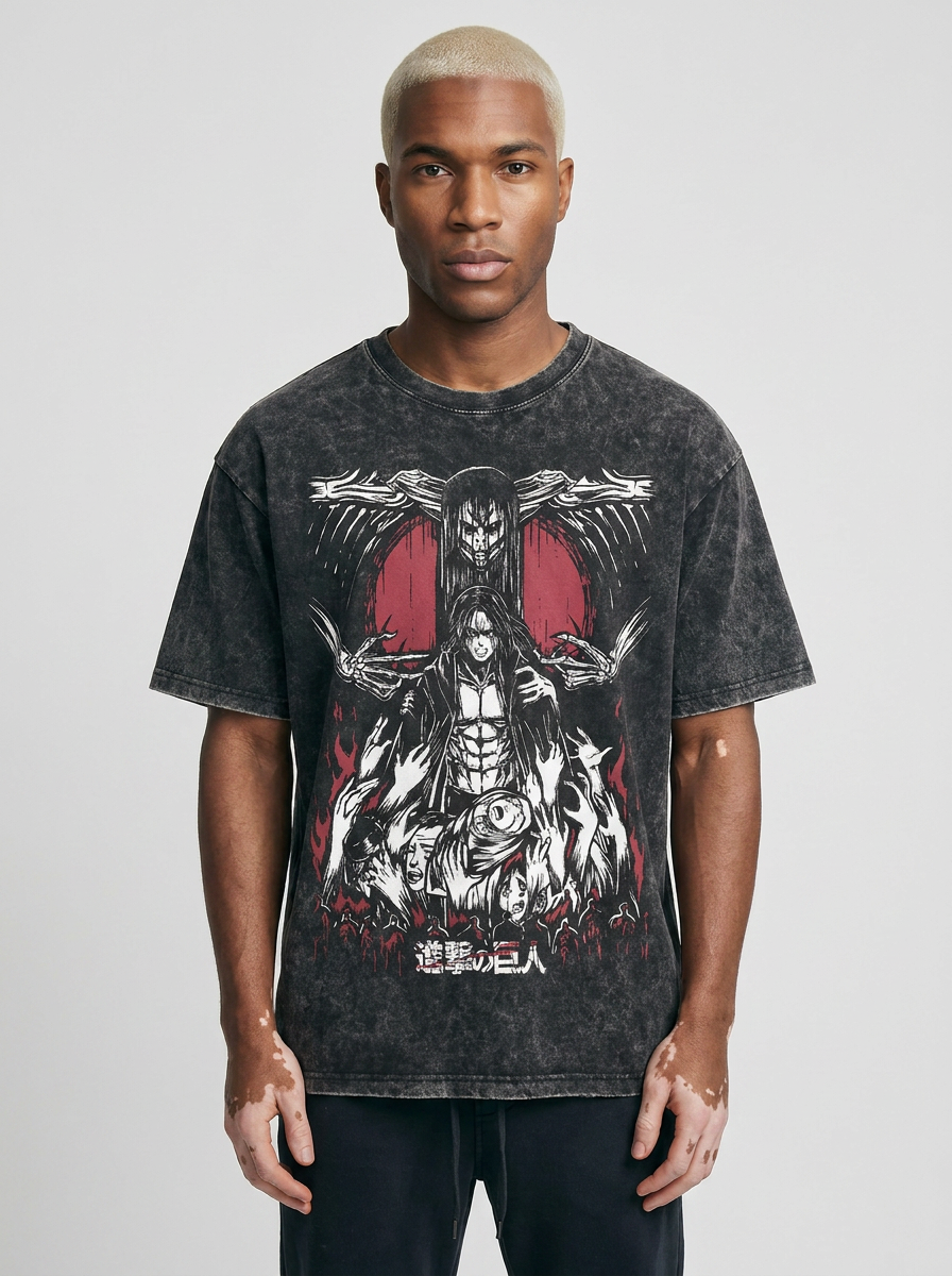 T-Shirt 4 full body model — oversized boxed t-shirt | Tempus Arc premium anime streetwear