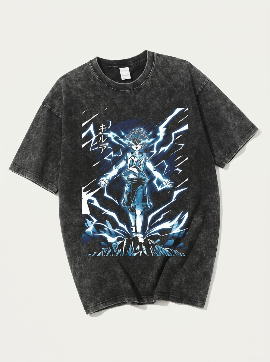 T-Shirt 4 angle perspective shot — washed cotton t-shirt | Tempus Arc premium anime streetwear