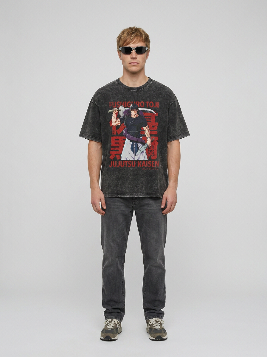 T-Shirt 4 full body model — oversized boxed t-shirt | Tempus Arc premium anime streetwear