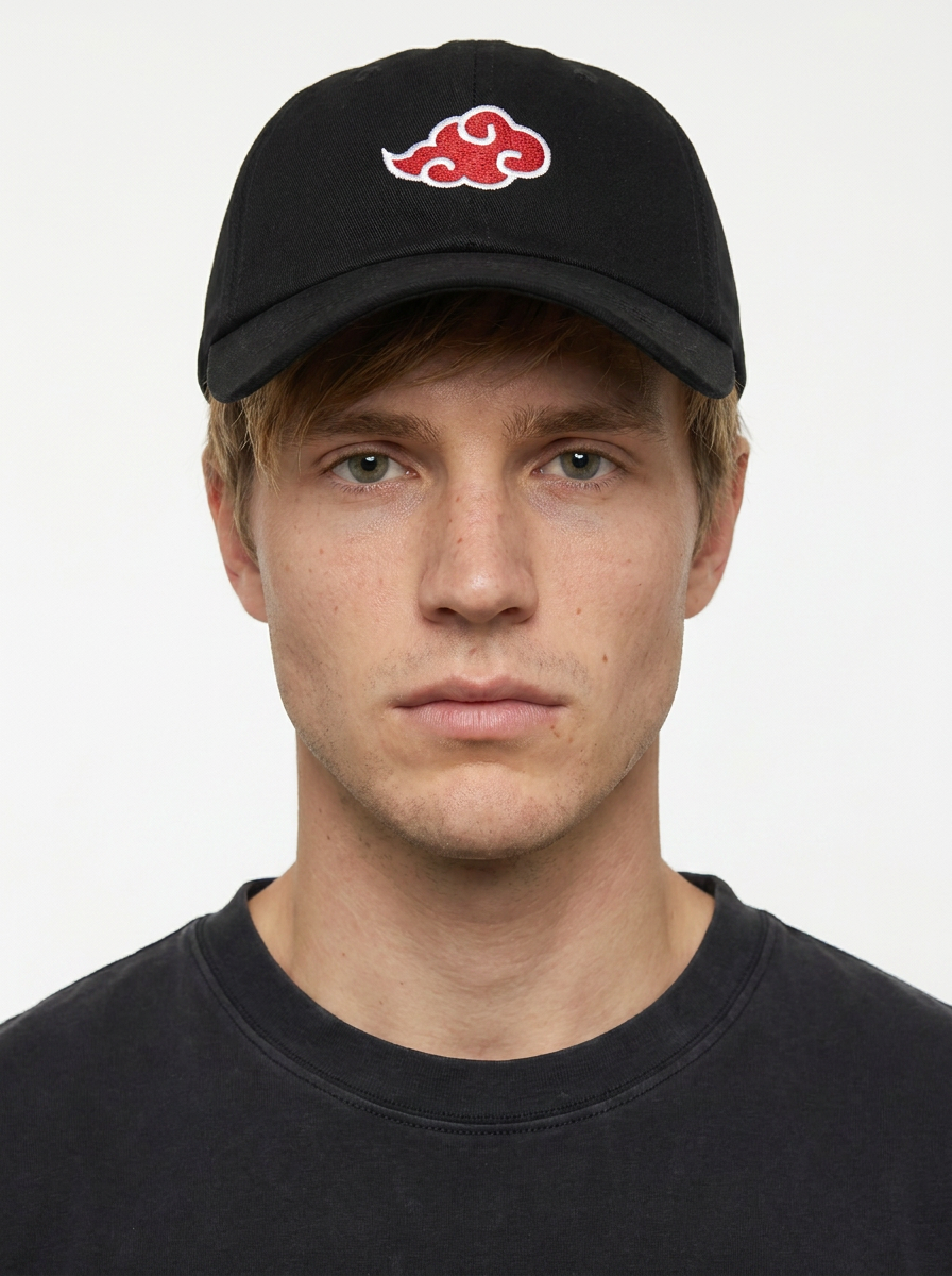Anime Naruto Akatsuki Cloud Embroidered Baseball Cap — worn front