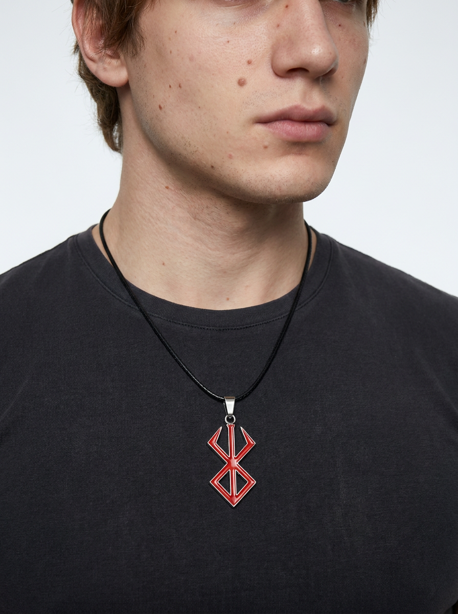 Anime Sword Legend Guts Black Swordsman Keychain — on neck