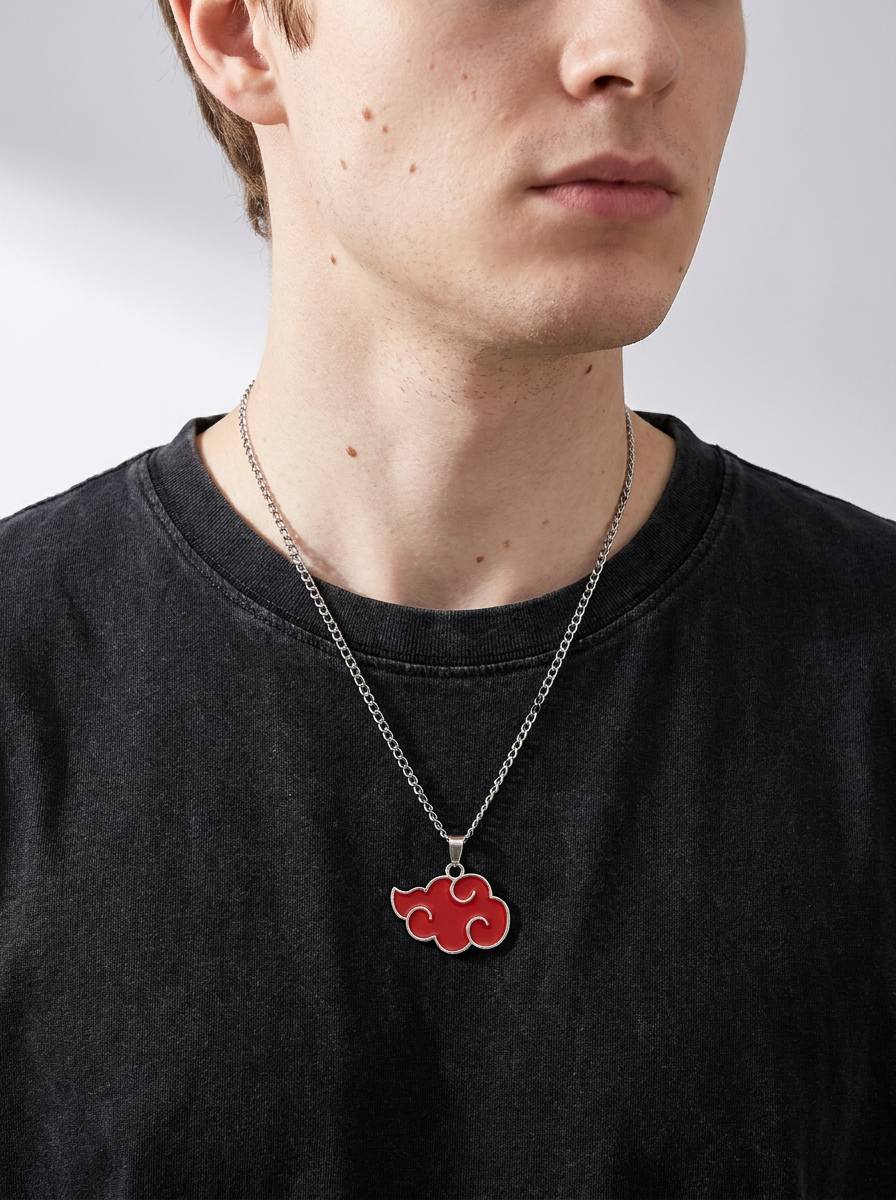 Naruto Shuriken Pendant Necklace Anime Accessories (One Set) — on neck
