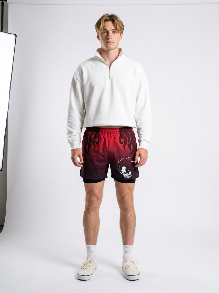 Anime Berserk 2-in-1 Gym Shorts for Men (3D Print) - 1804811110541627455 — front view