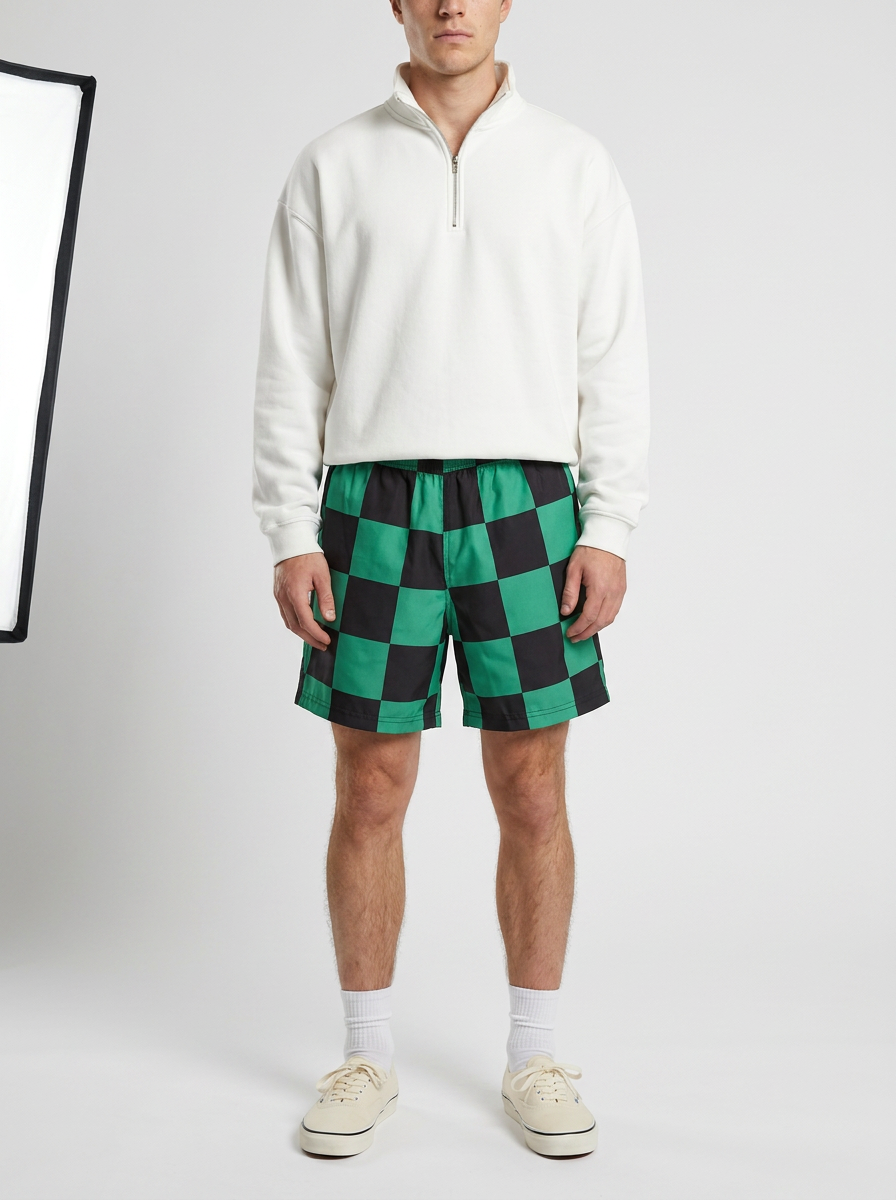 Anime Print Men's Beach Shorts - BZ9E1PPQ0 — front view