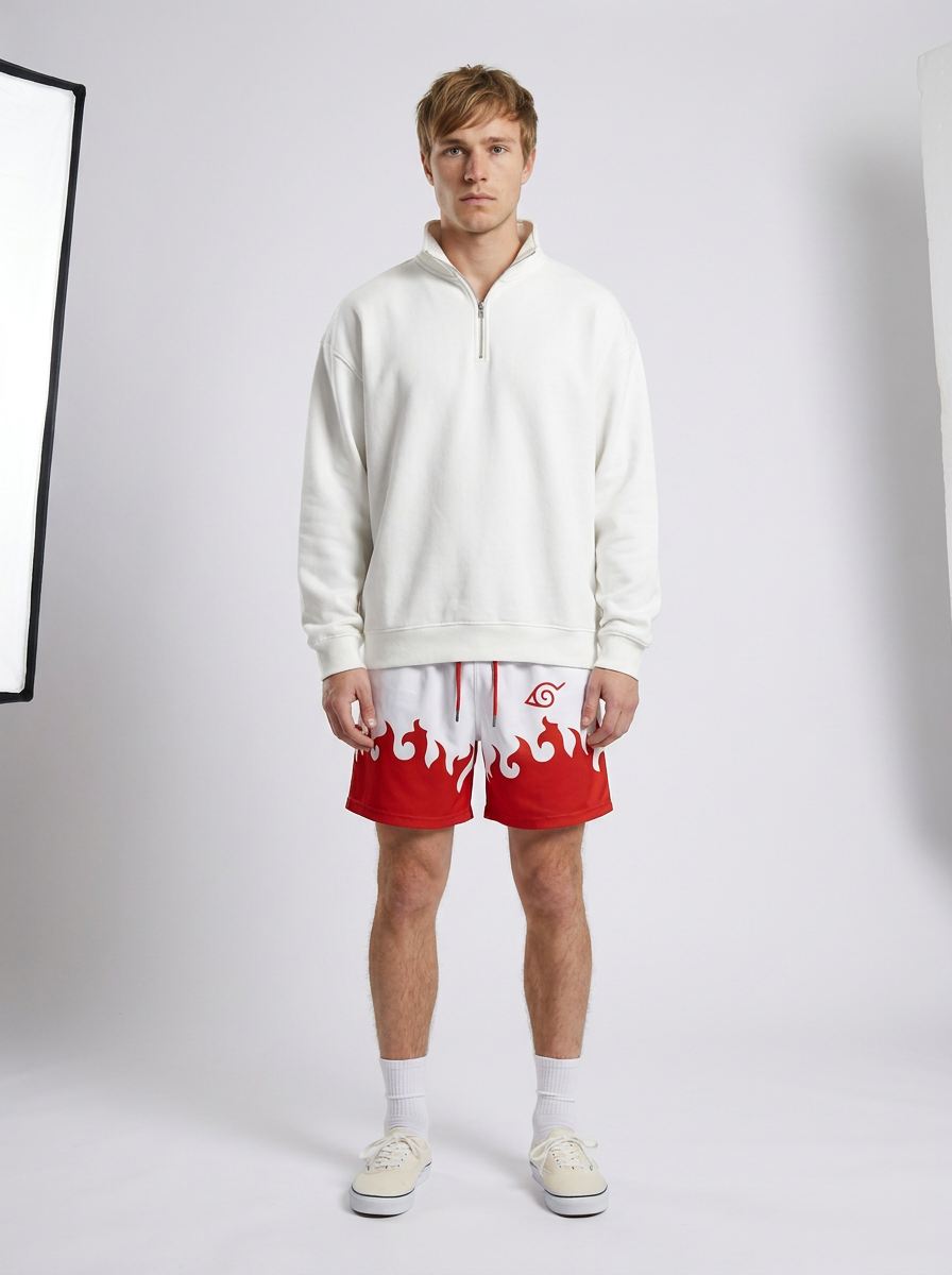 Anime Print Men's Beach Shorts - KBEUYOHTU — full view