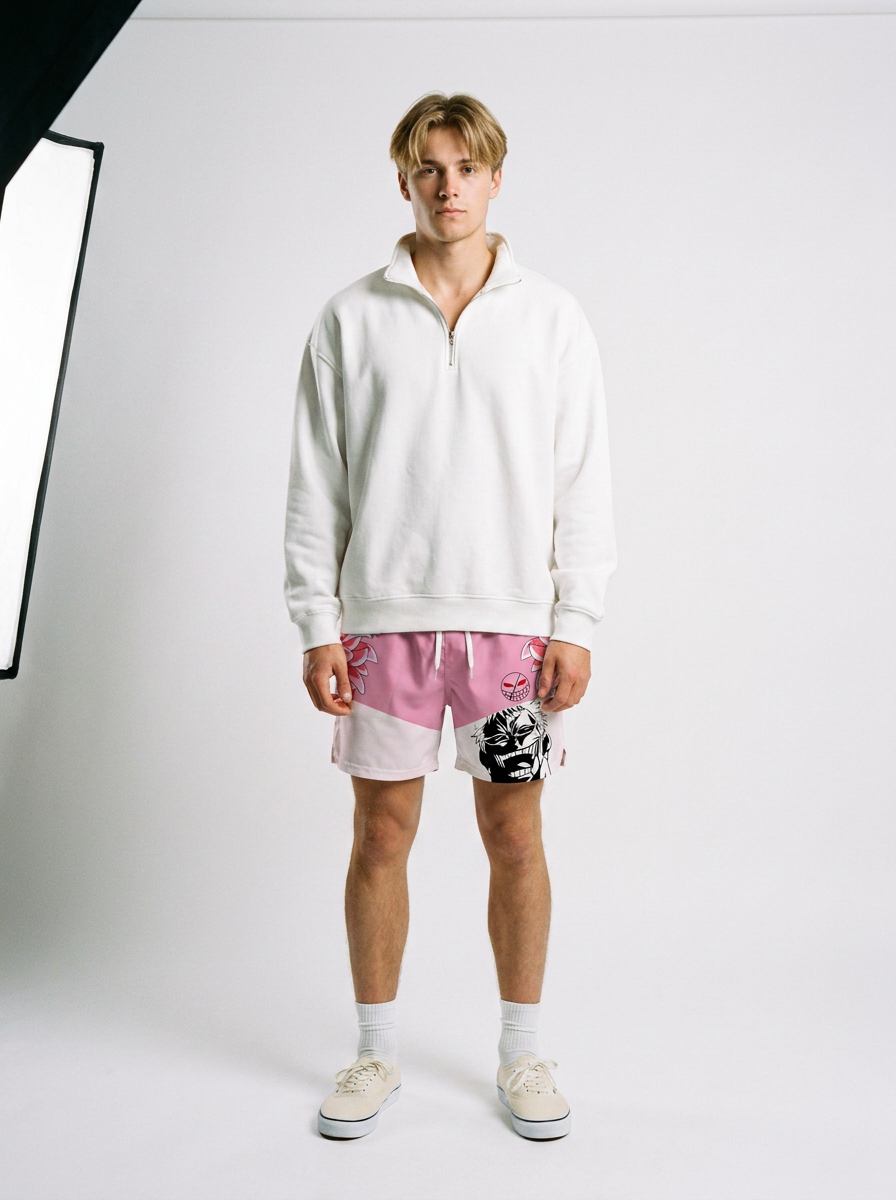 One Piece 3D Digital Print Adult Beach Shorts - 1773646988609392664 — full view