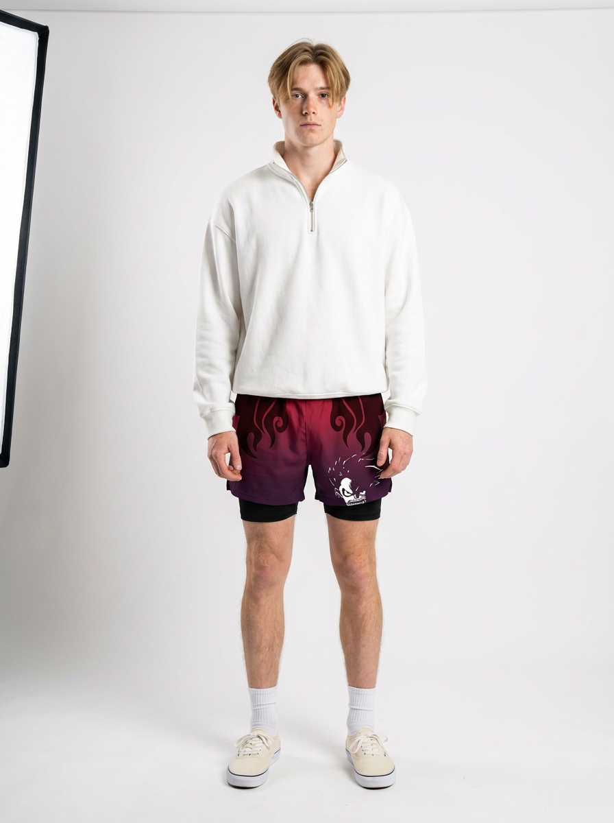 One Piece 3D Digital Print Adult Beach Shorts - 1773646988609392649 — full view