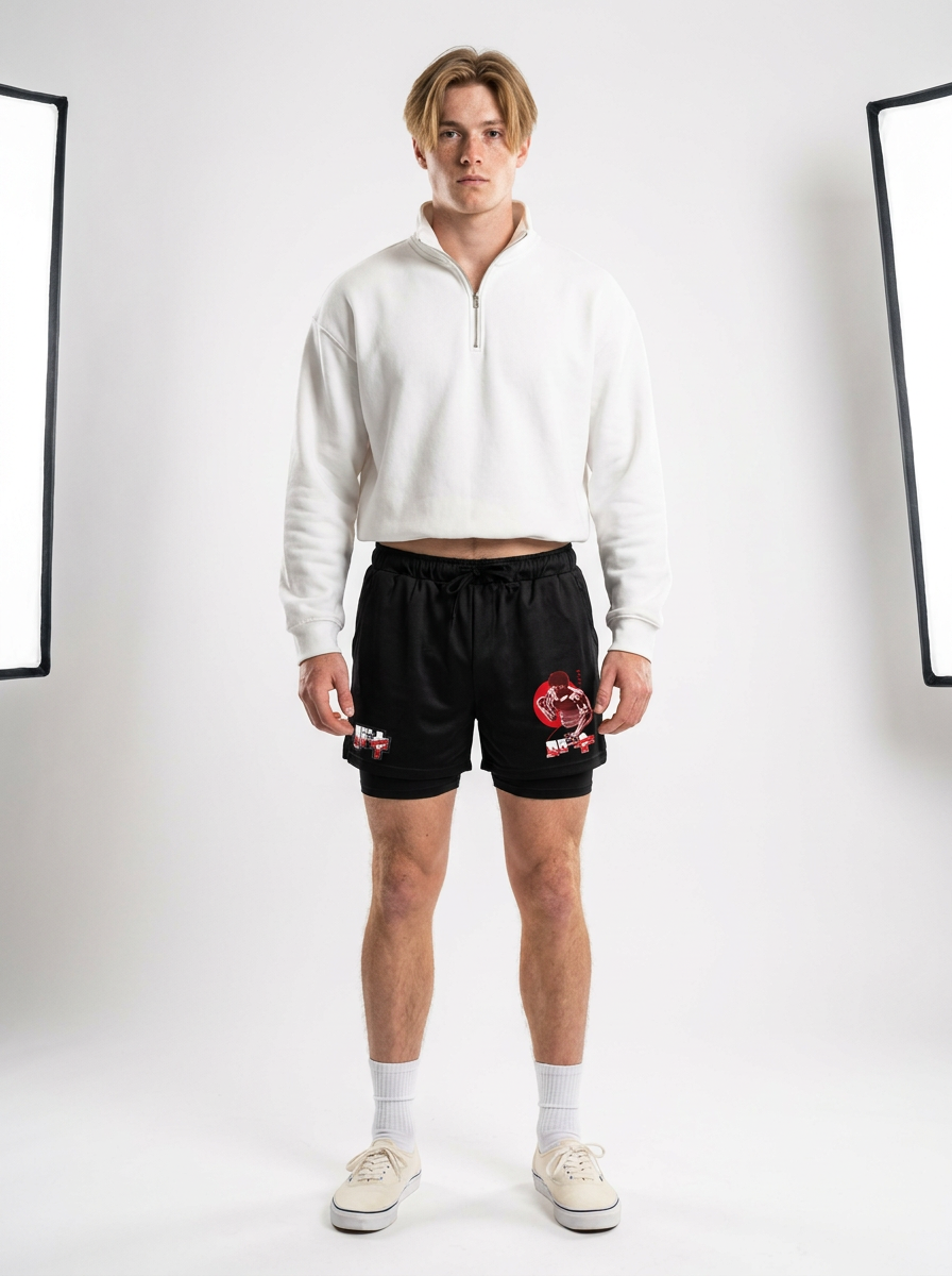 One Piece 3D Digital Print Adult Beach Shorts - 1773646988609392708 — front view